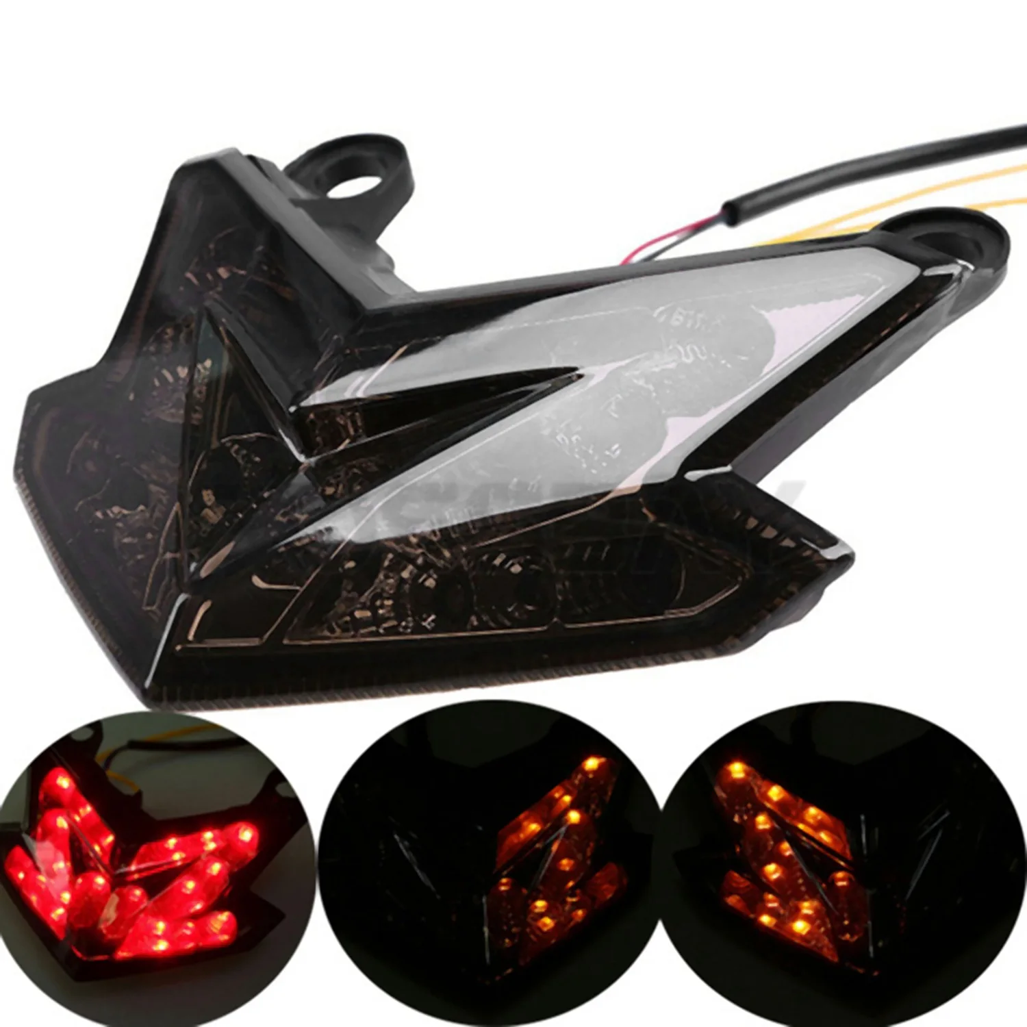 

NEW-Motorcycle Taillight LED Brake Lamp Rear Tail Light Stop Cafe Racer Lamp Turn Signal Light For Kawasaki Z800 2013-2016