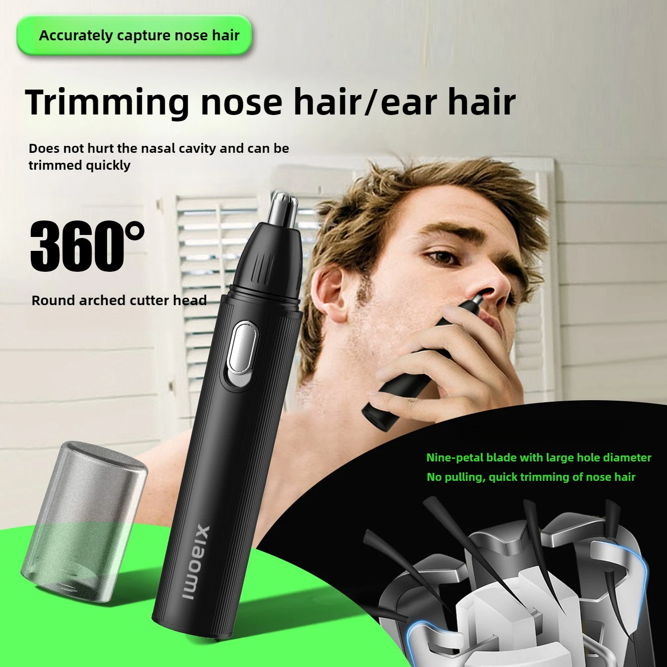 新しい Xiaomi 4 in 1 電気鼻耳ヘアトリマー男性用無痛 USB 充電式もみあげ眉毛ひげバリカンシェーバー