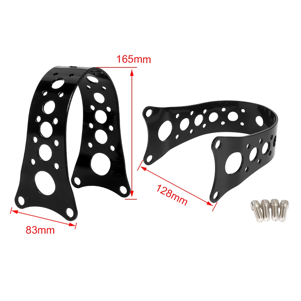 Black/ Chrome Motorcycle Front Fork Fender Brace Tracker Narrow Hollow Pattern For Harley Sportster Iron 883 1200 Dyna Low Rider