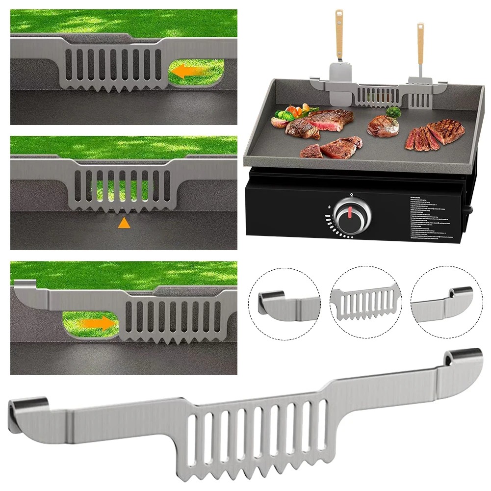 

Magnetic Picnic Spatula Rack Stainless Steel Grease Gate Spatula Holder Adjustable for Blackstone Royal Gourmet Flat Top Griddle