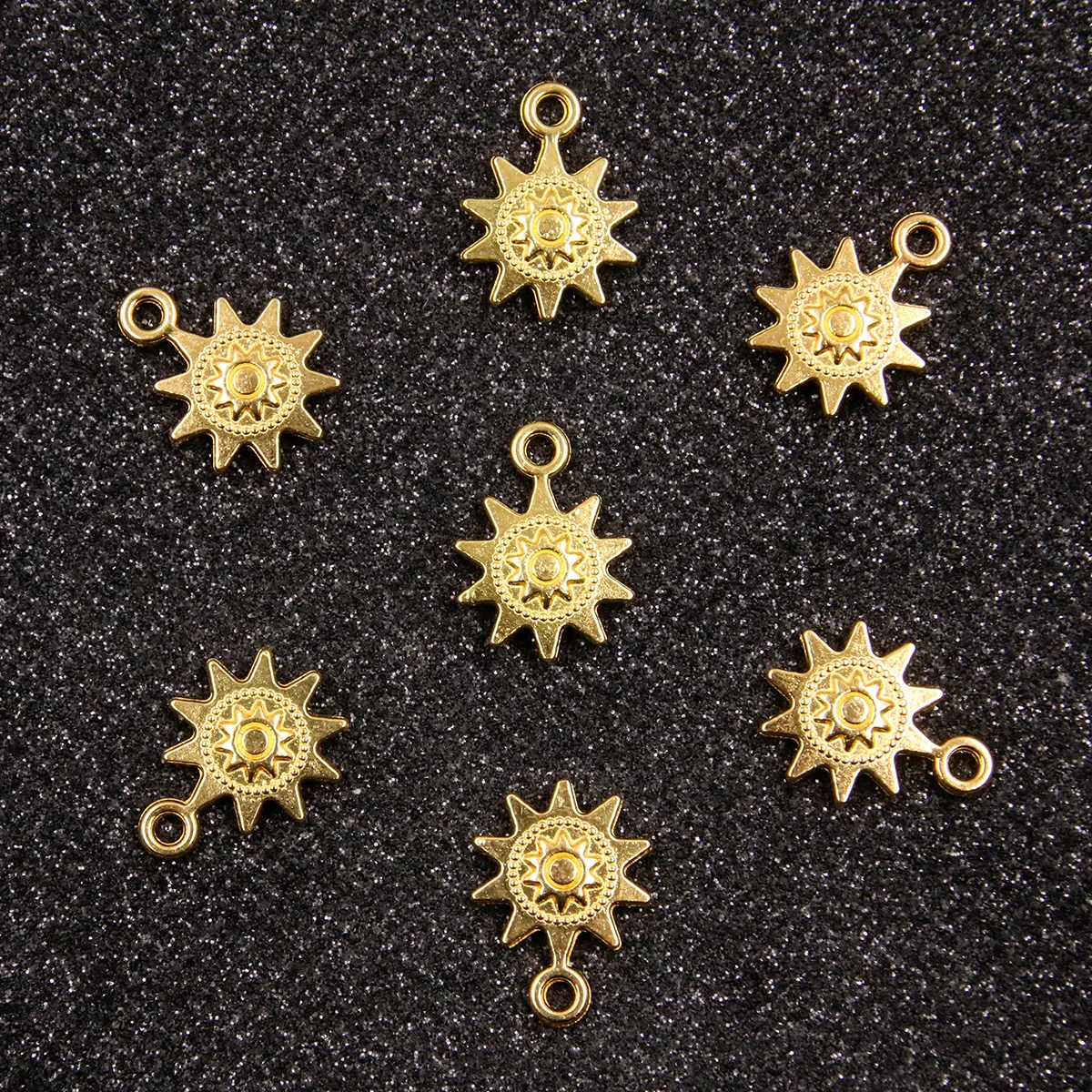 30PCS 3 Color 12X17mm New Product Alloy Double Sided Sun Charms For Jewelry Making DIY Handmade Small Steampunk Pendant