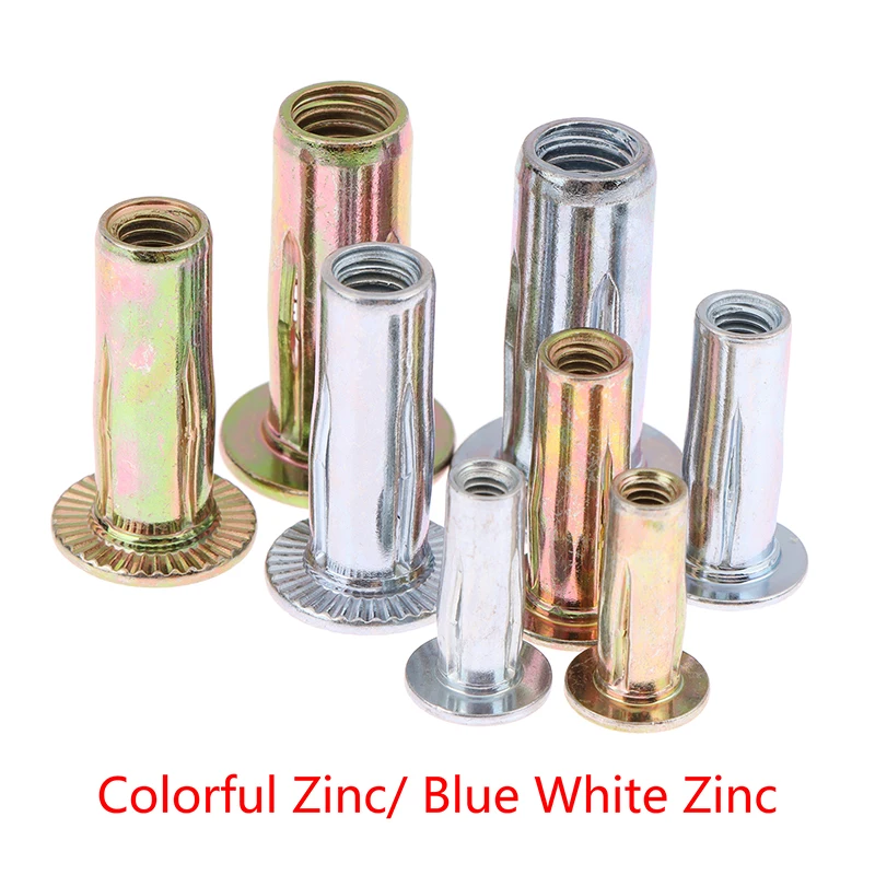 5PC M4 M5 M6 M8 Steel Petal Rivets Nut Pull Rivet Bolt Cap Slotted Color Zinc Plating Car License Plate Fixed Screw