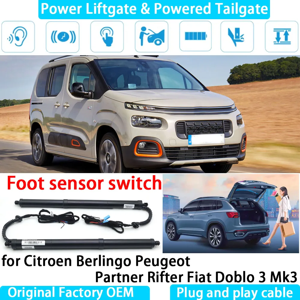 

for Citroen Berlingo Peugeot Partner Rifter Fiat Doblo 3 Mk3 Automatic Electric Power Liftgate Powered Tailgate Strut Tail Gate