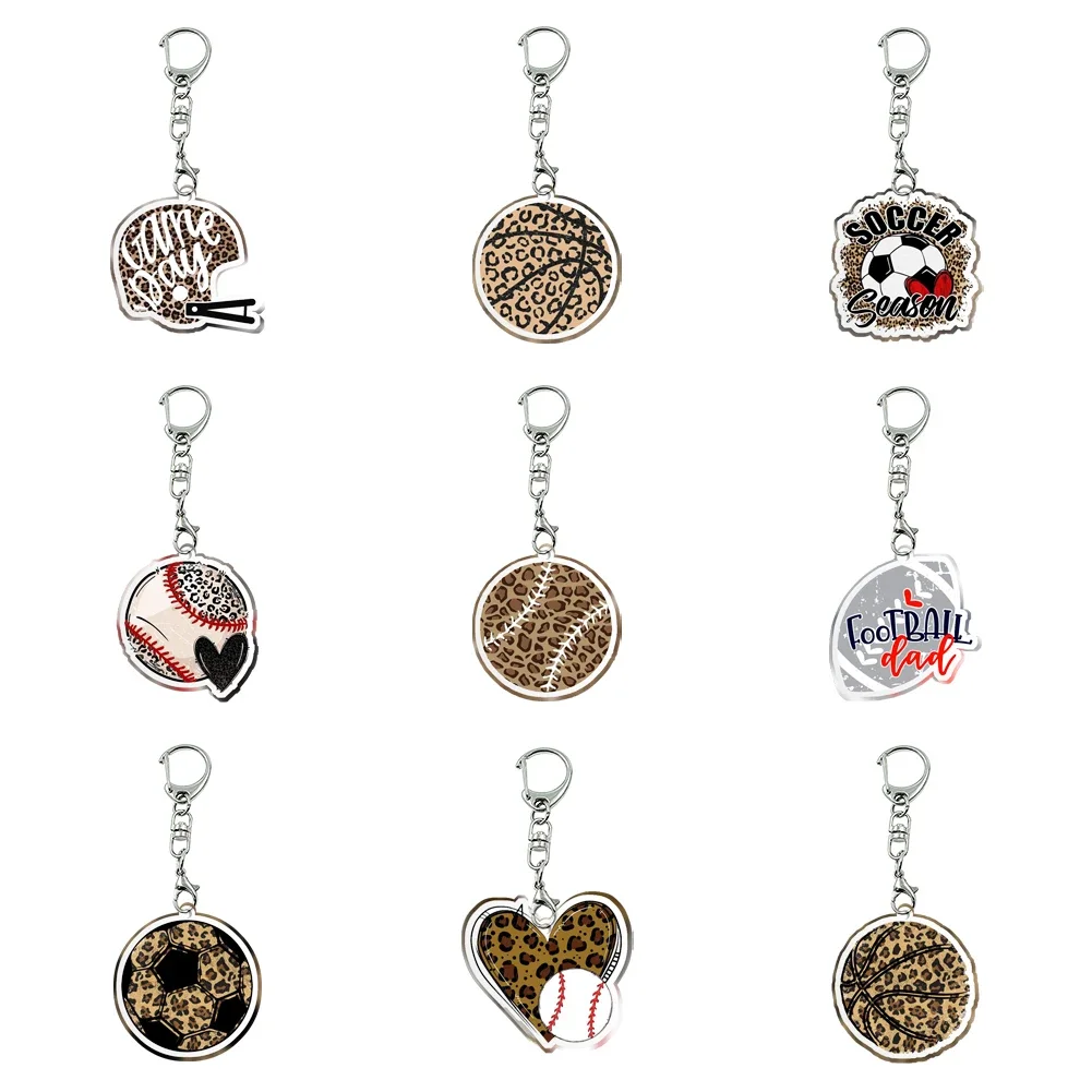 Sport Acrylic Women Men Acrylic Ball Keychain Transparent Acrylic Trinket For Friends Pendants