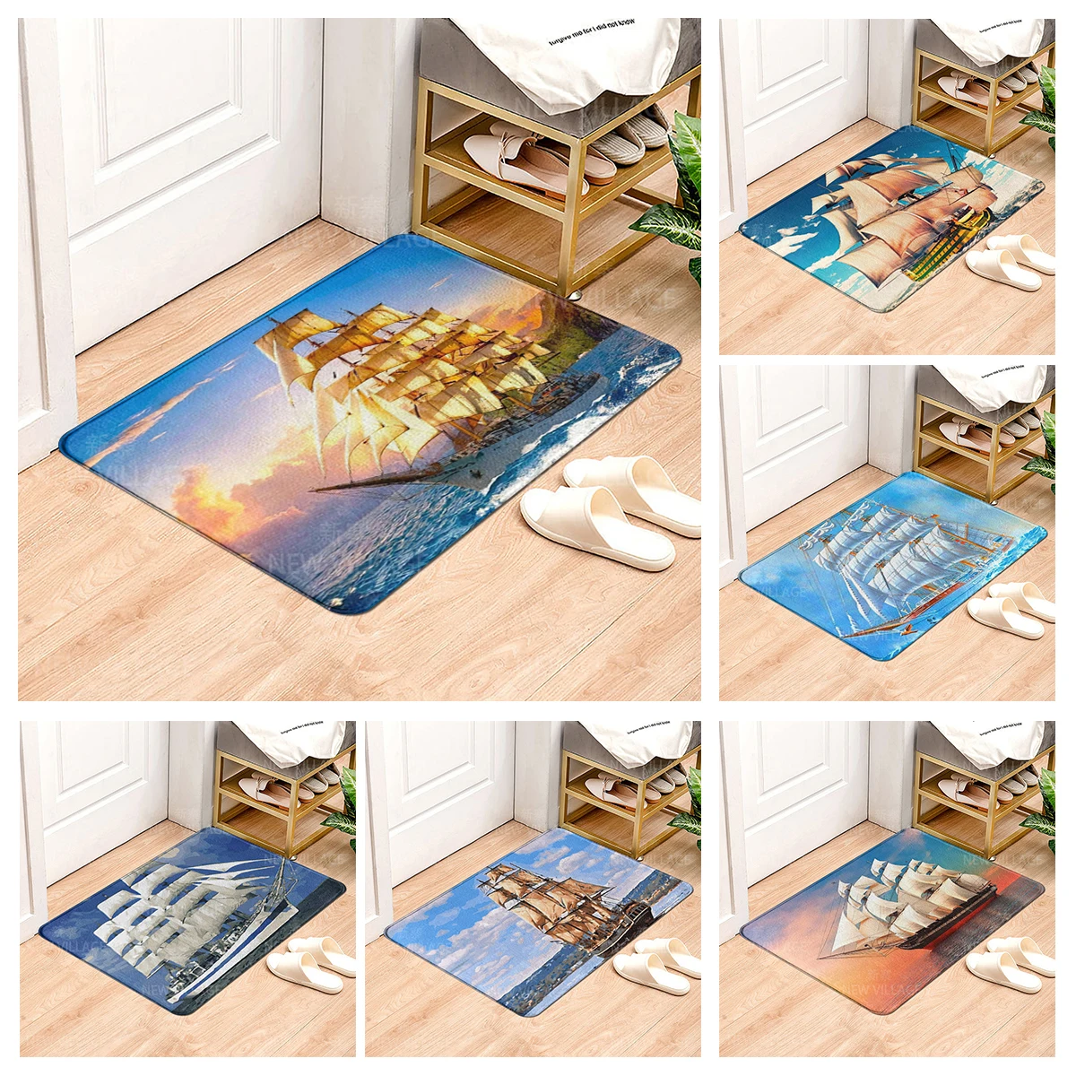 House entrance carpet Home doormat Animal oil painting style Room Foot mat bathroom non-slip mat Kitchen water absorption mat