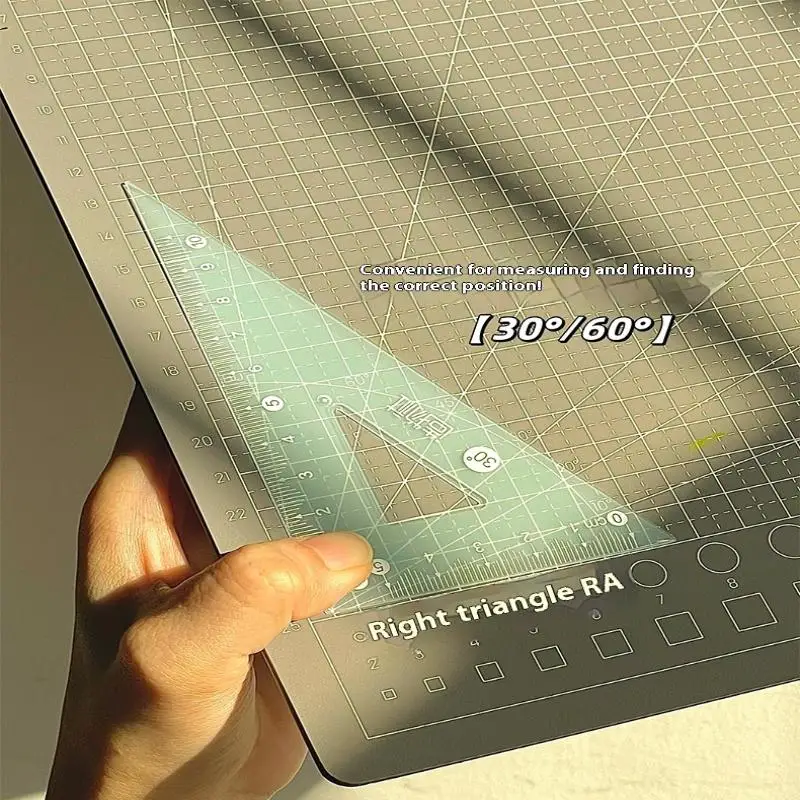 4PCS/Set 15CM Jelly Ruler Set Thickened Measuring Stationery Set Square Transparent Measuring Ruler Student Gift