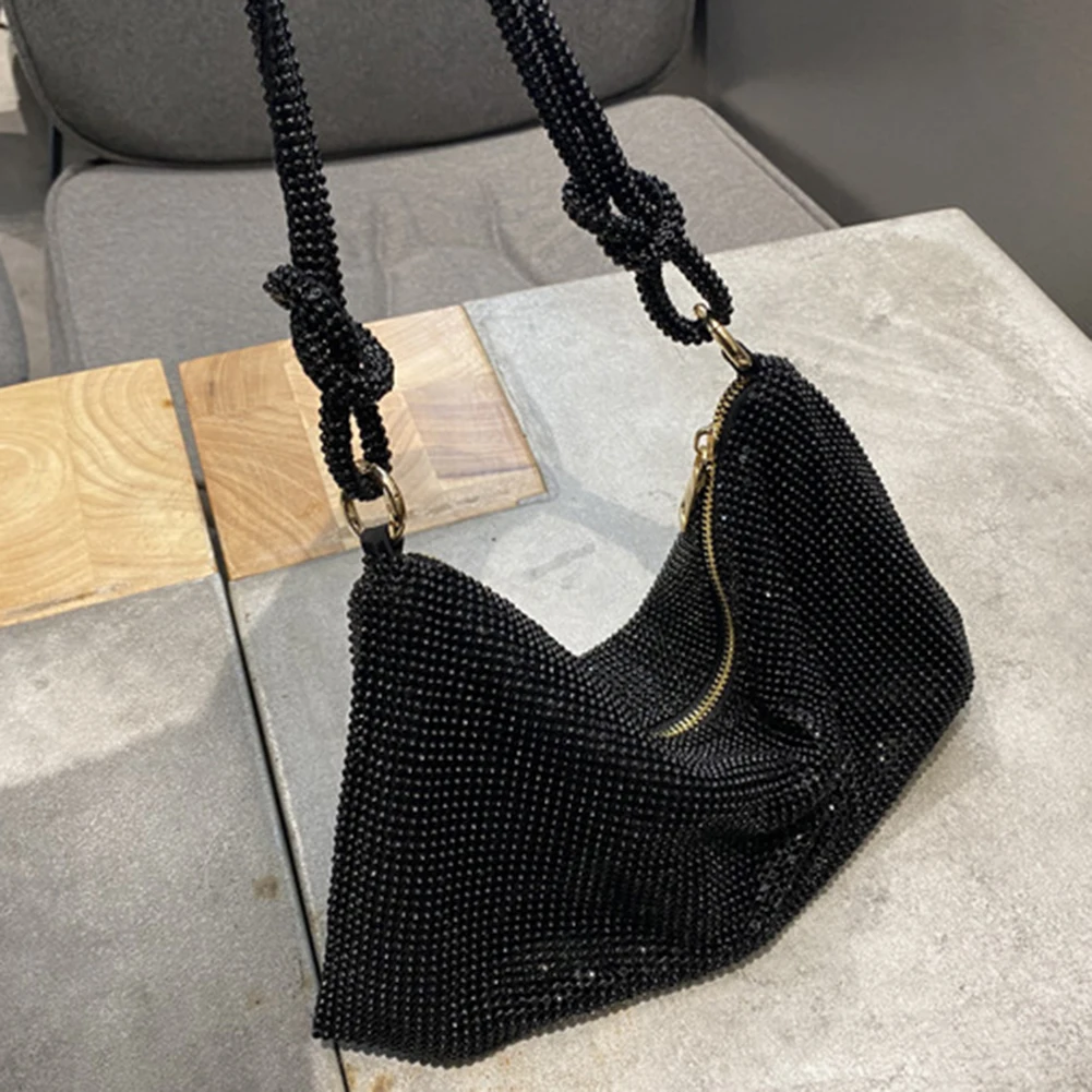 Luxury Designer Hobo Shoulder Bag Handmade Shining Rhinestones Evening Clutch Bag Purse Crystal Purses And Handbag Hobo Bags