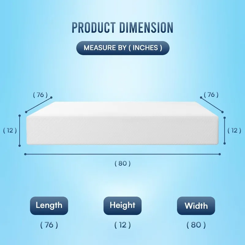 FDW 12 inch Gel Memory Foam Mattress Medium Firm Mattresses for Cool Sleep Relieving Pressure Relief Fiberglass Free