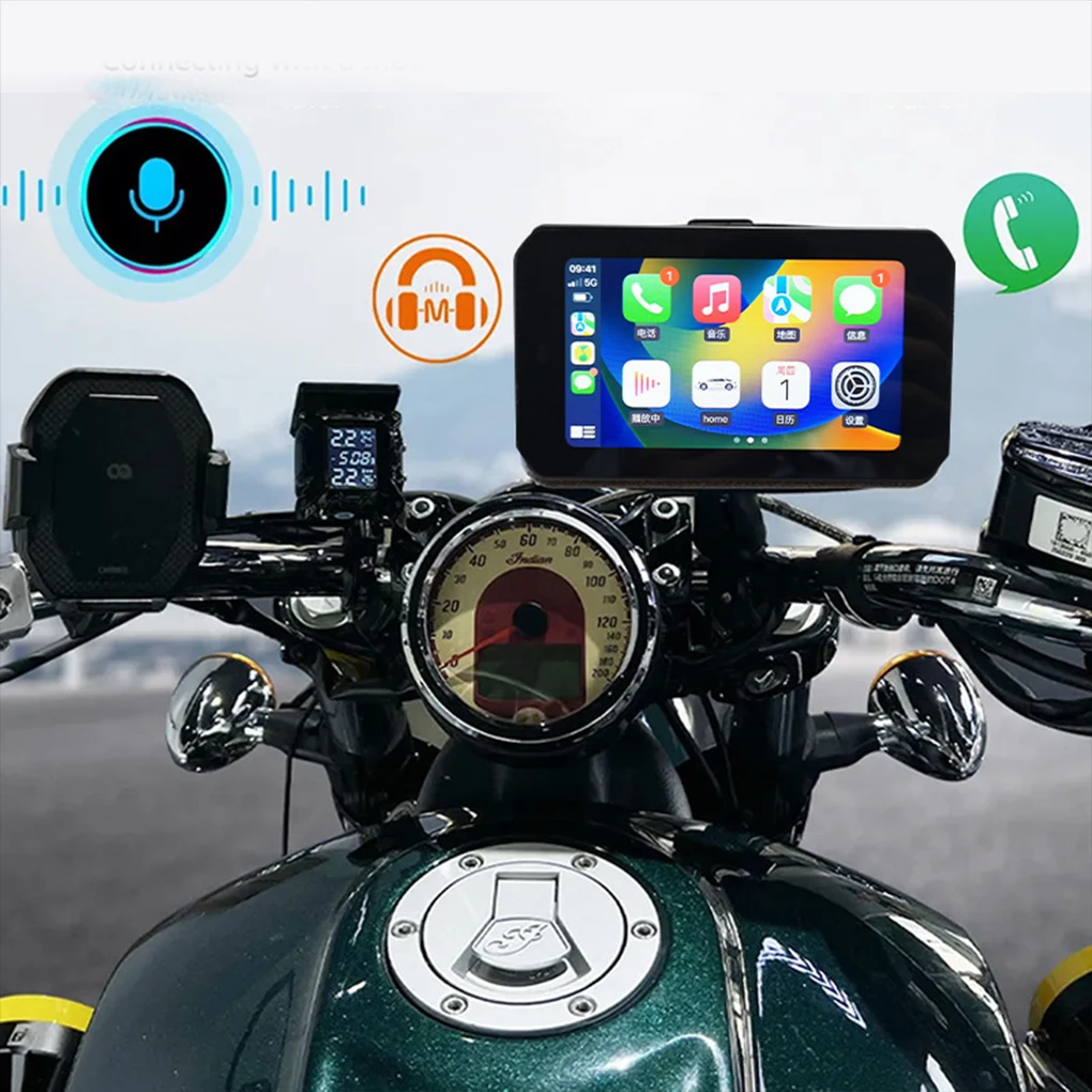 ABS 5Inch Touch Screen Portable Motorcycle Navigator Wireless Car Play Android Auto 5Inch Touch