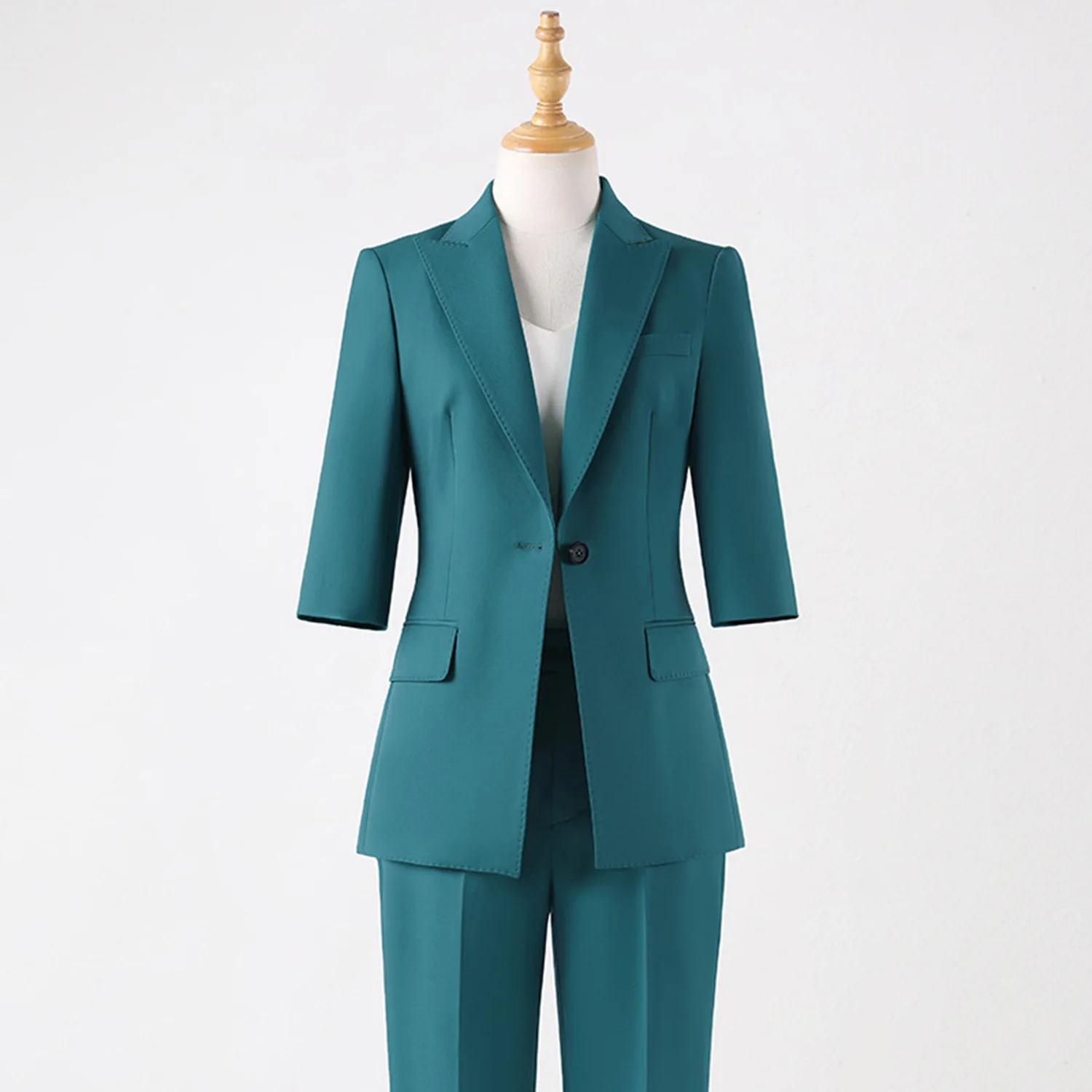 

Allingentle Women's Suit 2 Piece Set 1-Button Short Sleeve Blazer Elegant Pantsuit Set for Party Office Work Customize