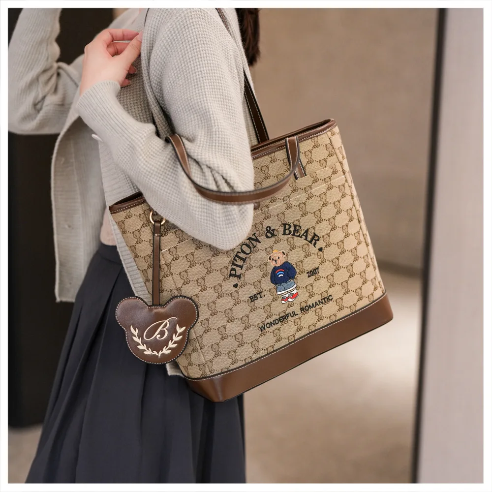 

Beibaobao New Color Contrasting Casual Shoulder Underarm Bag Large Capacity Shoulder Bag Cartoon Women's Bag Ins Tote Bag