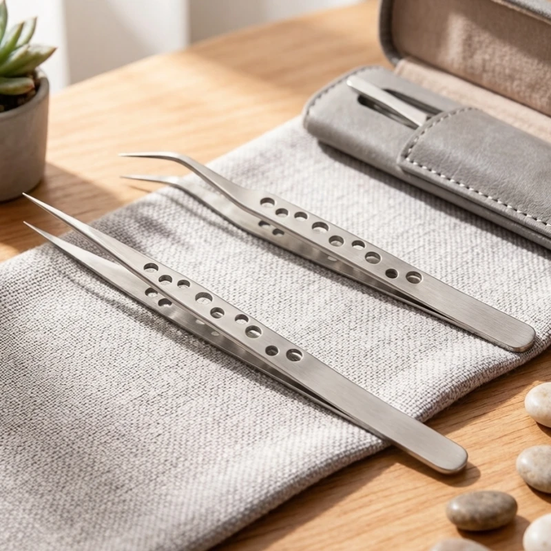 Anti Static Precision Tweezers Set Non Magnetic Stainless Steel Hand Polished Anti-Acid Tip for Electronics Repair PCB Soldering
