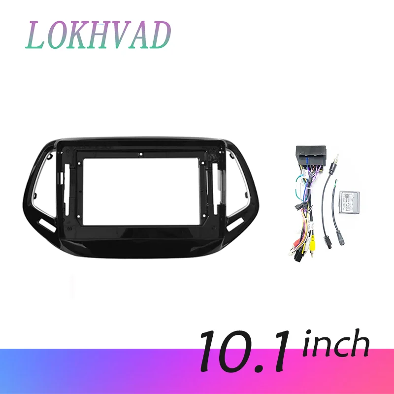 Ramka radia samochodowego do Jeep Compass 2 MP 2016-2018 10-calowy panel stereo Wiązka przewodów Adapter kabla zasilającego Dekoder Canbus