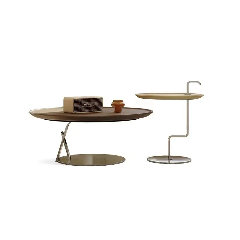 

Italian minimalist cream style retro coffee table balcony stainless steel home modern minimalist designer