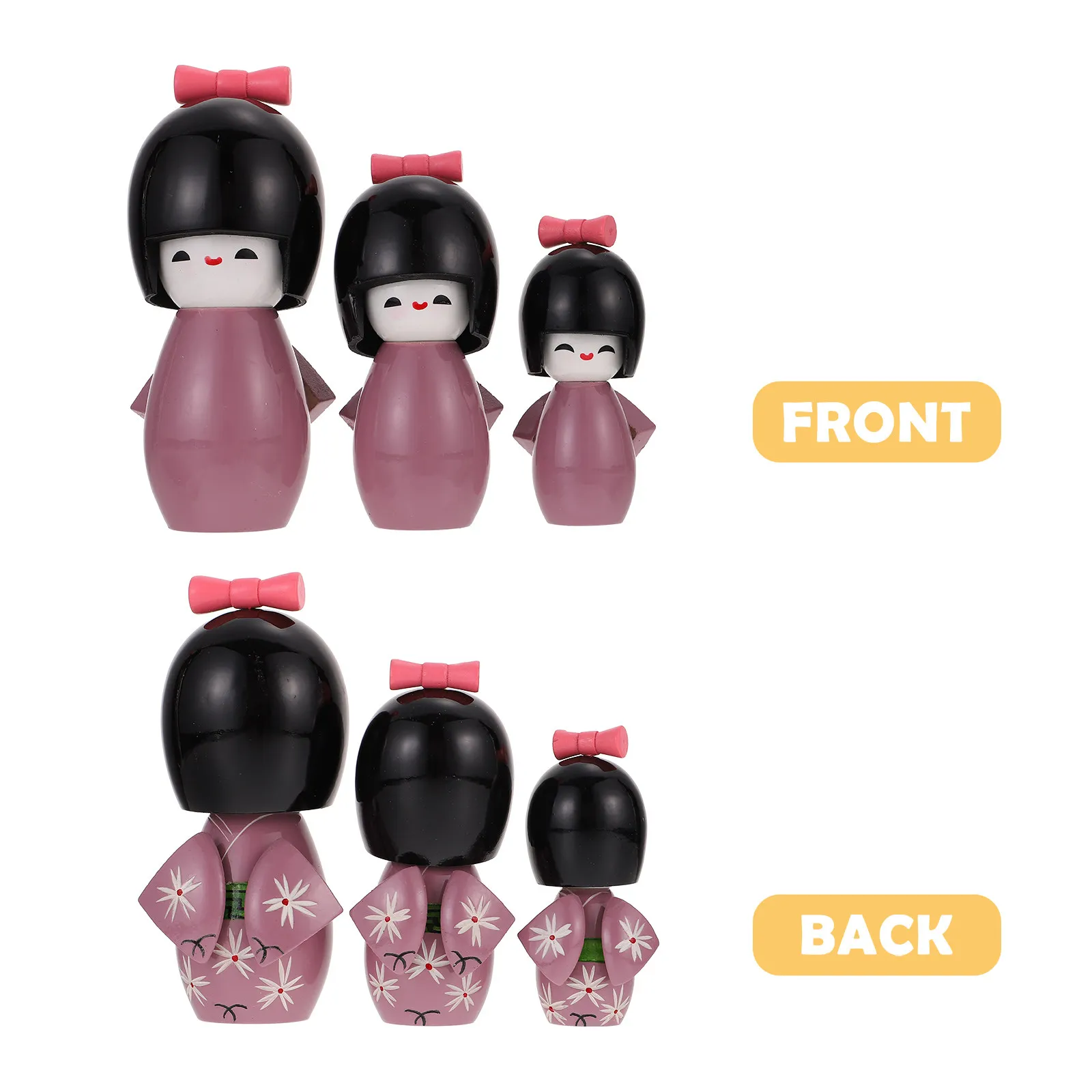 3Pcs Japanese Kimono Wooden Kokeshi Ornaments Small Cute Decoration for Home Restaurant Desktop Decor