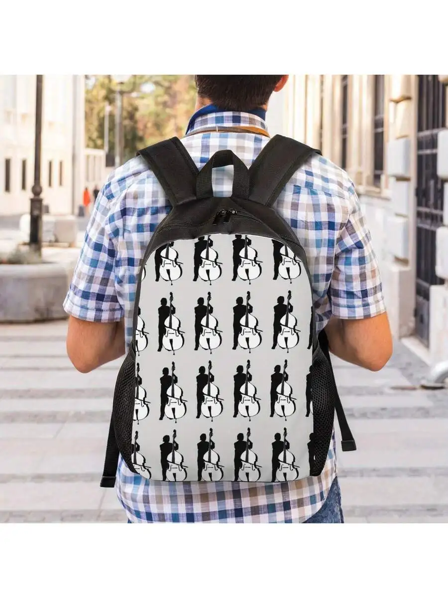 

Cello Player Backpack Lightweight Music Design Black And White Pattern For Musicians Students Commuters