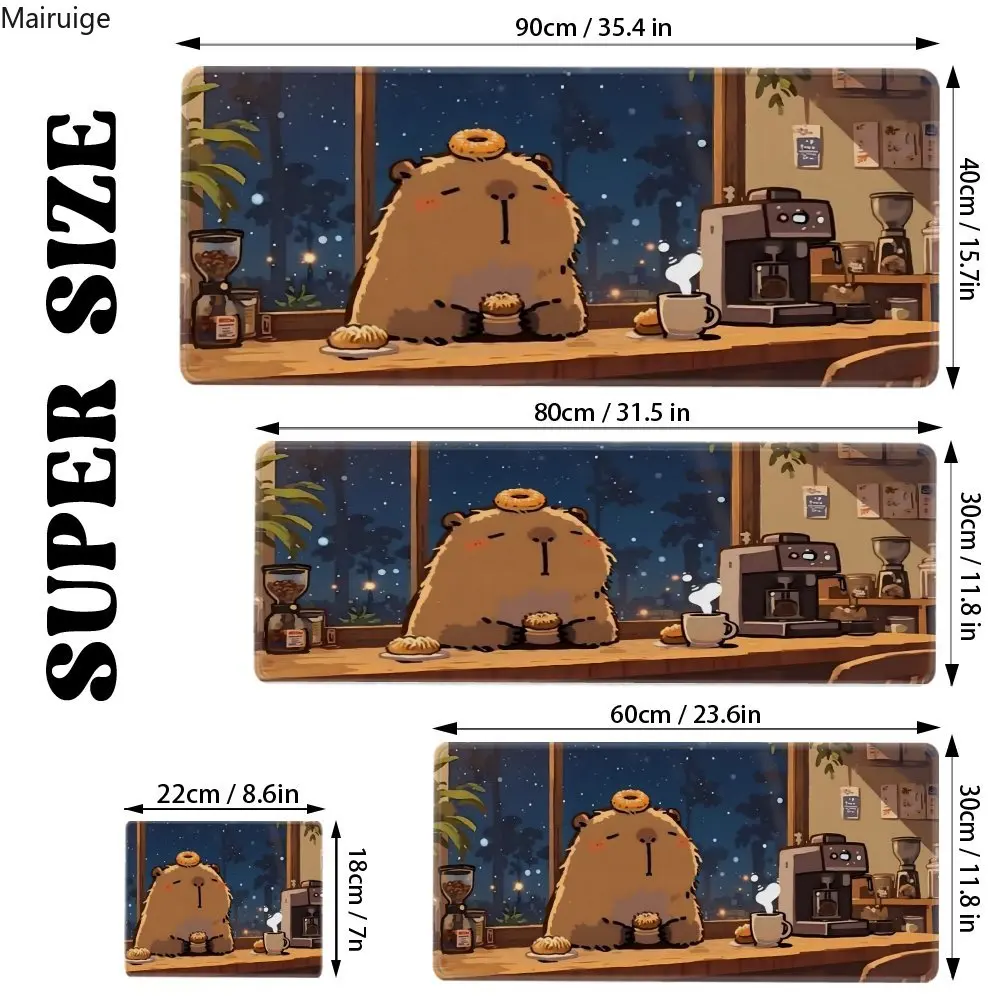 Alfombrilla de ratón con diseño de Anime Capybara, alfombrillas grandes para juegos de oficina y ordenador, alfombrilla de ratón antideslizante de goma para teclado de juegos, alfombrilla de escritorio larga