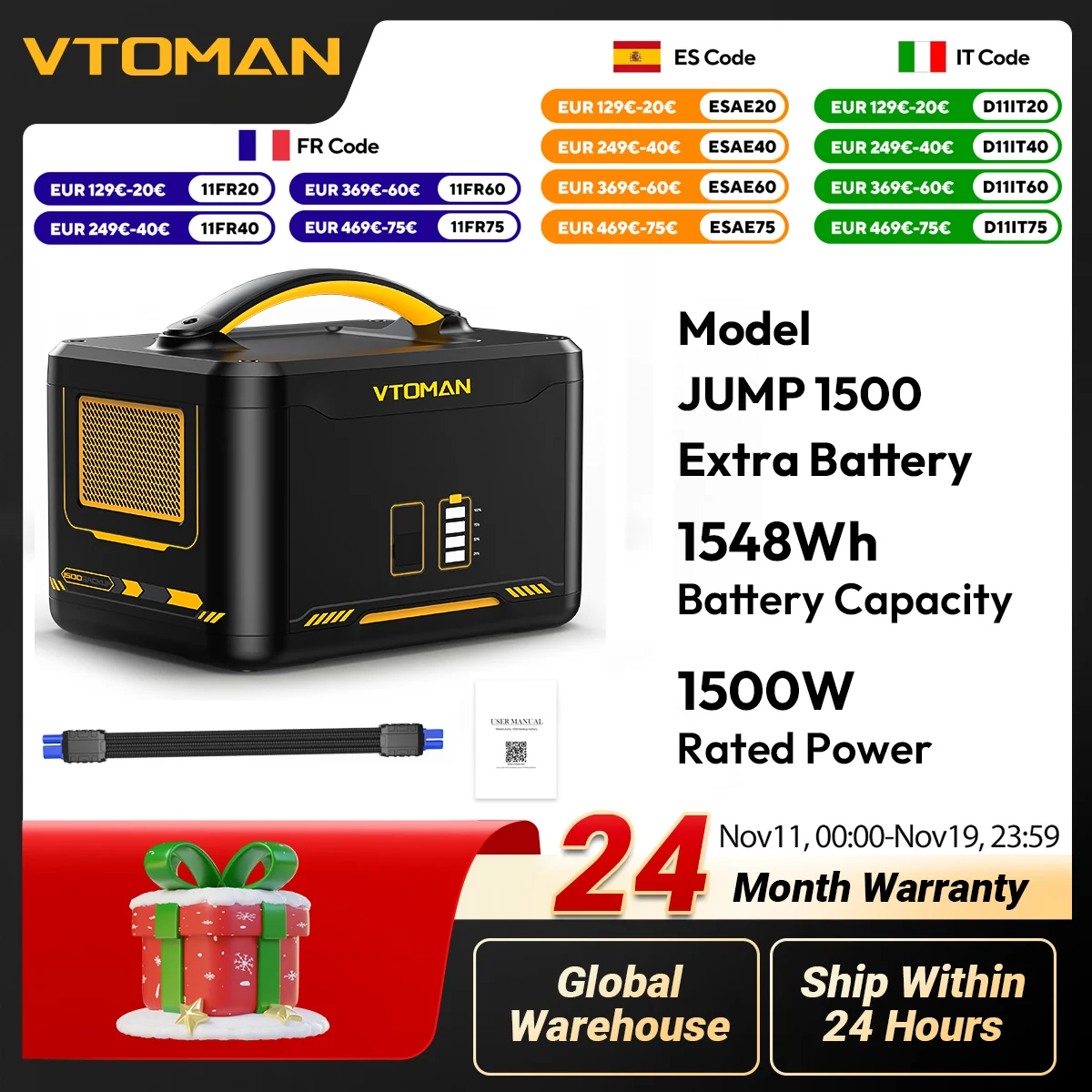 

VTOMAN Jump 1500 1548Wh Extra Battery , Backup LiFePO4 (LFP) Battery Jump 1800 & Jump 1500X & Jump 1000 Power Station