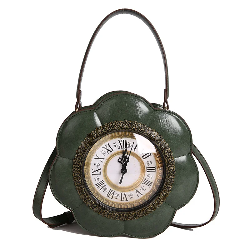 Korean Y2K Clock Crossbody Bag European American Creative Flower Clock Shaped Three-dimensional Hand-held Shoulder Tote Bag New