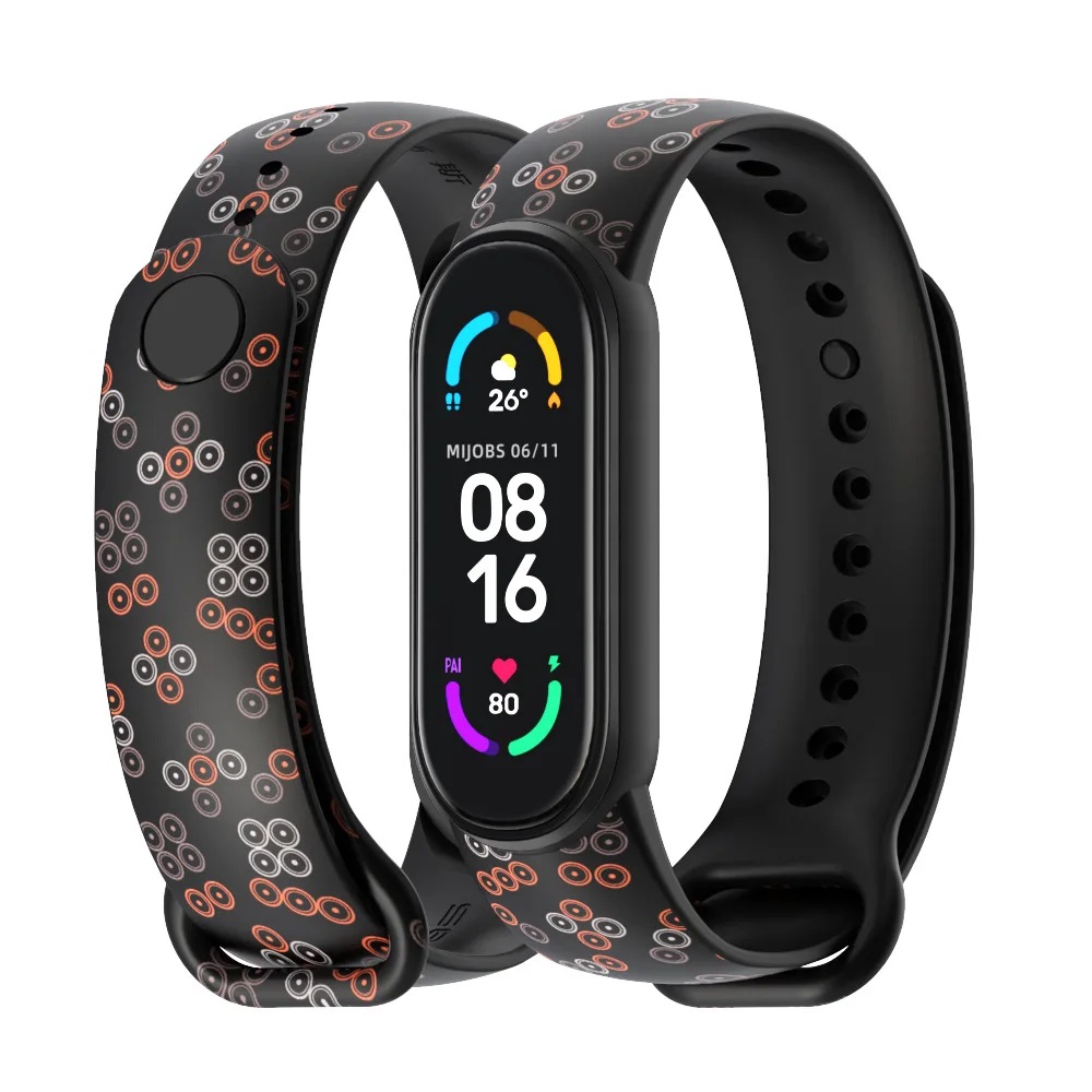 National Style Printed TPU Strap for Mi Band 6 5 4 3 Replacement Wristband for Xiaomi Smart Watch XiaoMi mi band 6 Bracelet M7