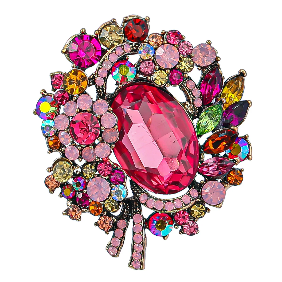 SKEDS Luxury Big Size Women Colorful Rhinestone Badges Brooch Exaggerated Decoration Boutique Shiny Jewelry Accessories For Lady