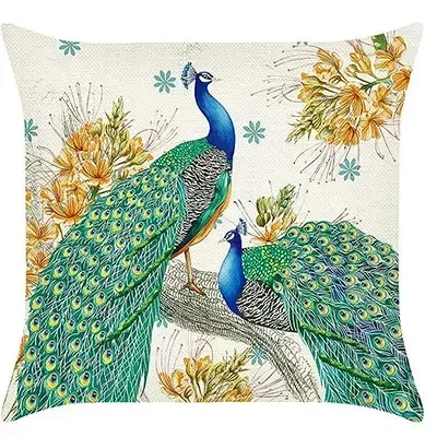 Decorative Peacock Pillowcase 40x 40cm cm Decorative Feather Decorative Pillowcase Linen Cushion Cover Sofa Bed Home