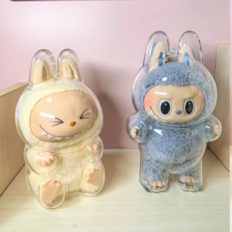 Kristalheldere beschermhoes voor LABUBU V1/V2 opbergdoos voor hanger poppen stofdicht en krasbestendig vitrine