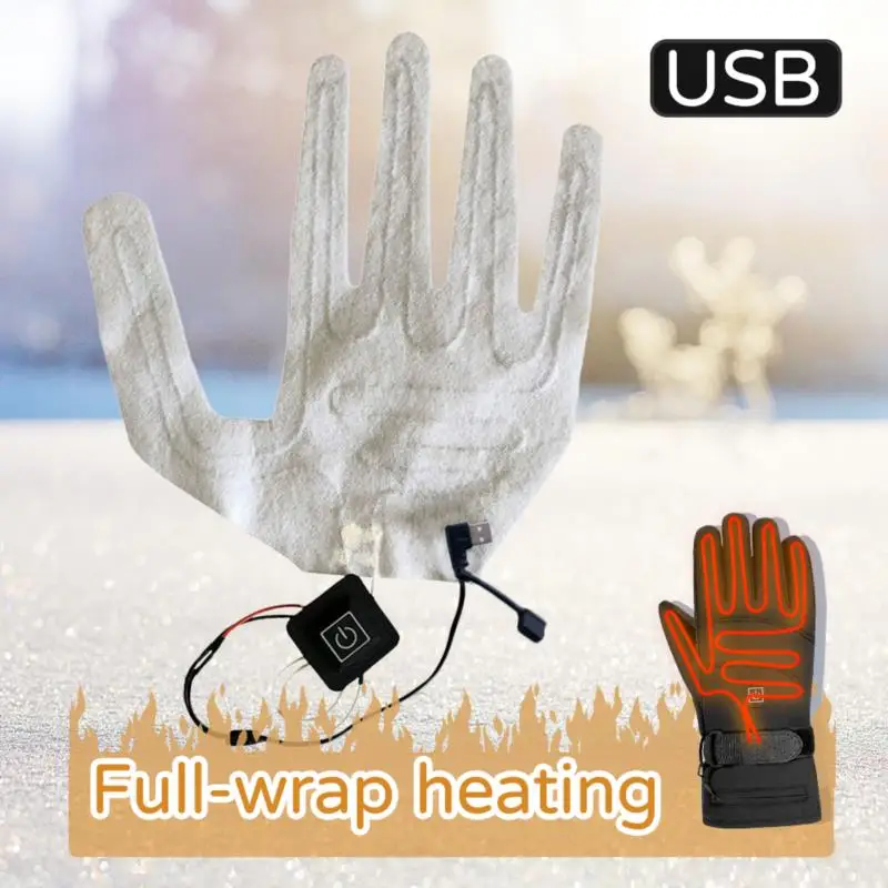 1PC USB Heated Gloves Winter Warm Five-Finger Gloves Heating Pad Electric Heating