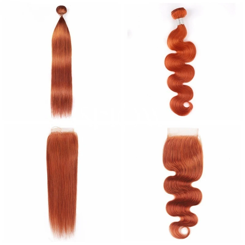 

Orange real hair curtain hair bundle