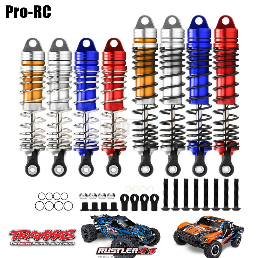 

4Pcs Aluminum Front & Rear Shock Absorber Damper Fit 1/10 TRAXXAS Slash Rustler 4x4 Rc Car Parts