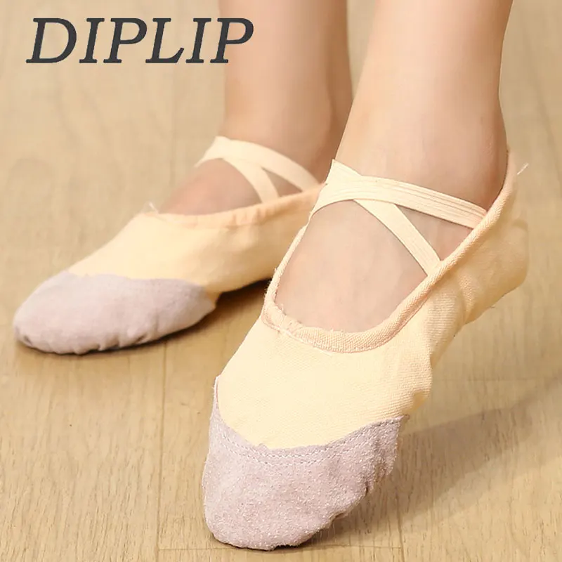 Diplip-zapatos de Ballet profesionales para mujer y niña, zapatillas de Ballet con suela suave dividida, zapatos de Ballet de tela, zapatos planos