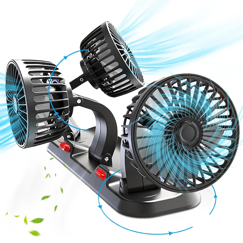 

USB Automotive fan Car Fan 360° Adjustable 3 Head Air Fan Low Noise Multifunctional Temporary Parking Card Auto Vehicles Fan