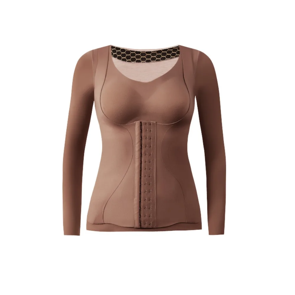 

Slimming Thermal Shapewear Long Sleeves Belly Contracting Tummy Control Top Velvet Body Shapers Winter Warm Top Postpartum