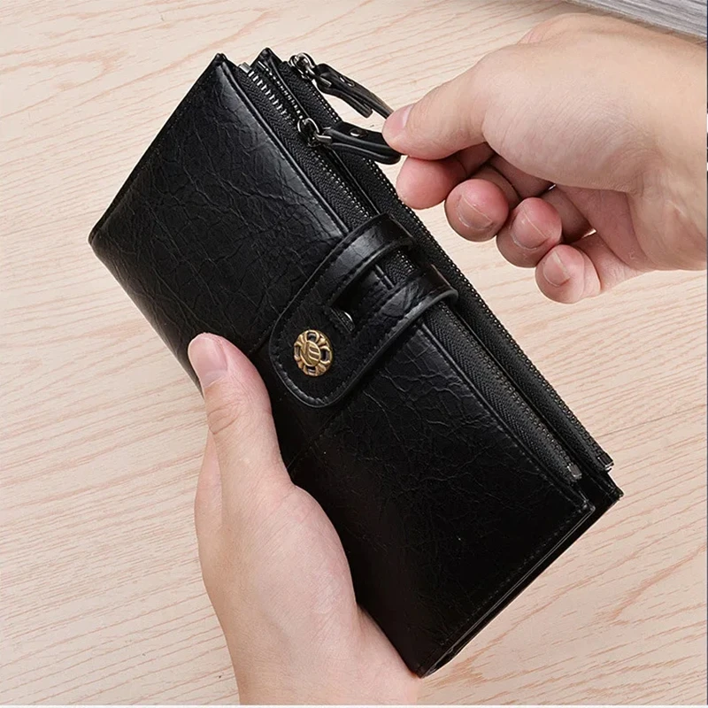 

PU Leather Men Long Wallets Vintage Name Engrave Purse Card Holder Money Clip Coin Purse Phone Pocket Male Clutch Wallets