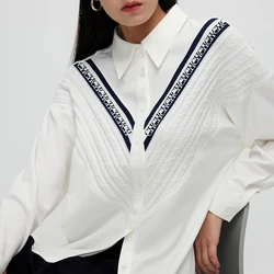 CHCH Women's Blouse Knitted Patchwork Striped Blouse Casual Fashion Office Lady Tops Clothing Streetwear Single-Breasted Shirts