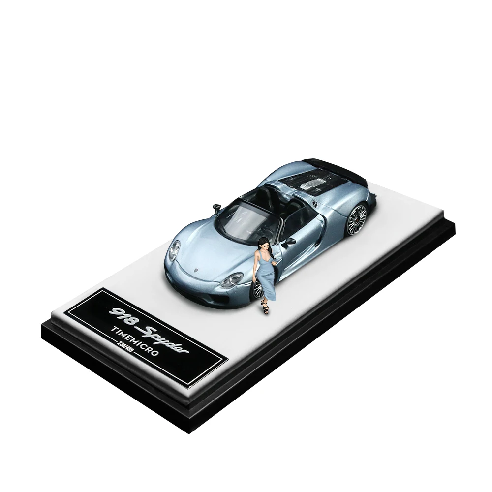 Pre-order *TimeMicro 1:64 918 Convertible Blue Silver/Dark Blue Alloy car Model - shipping in March