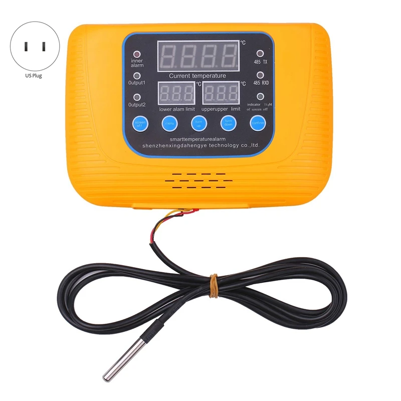 جهاز تحكم صفارة إنذار درجة الحرارة الذكي ، العرض الرقمي ، منظم مع مسبار ، مستشعر سخان ، قابس لنا