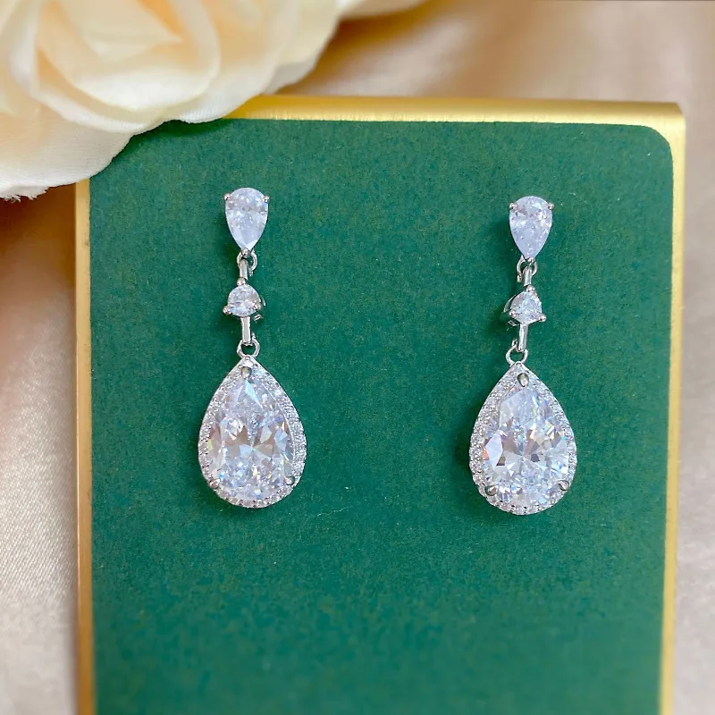 

Капли воды, настоящее серебро 925, висячие серьги с муассанитом и бриллиантами, вечерние свадебные серьги-капли для женщин, обручальные украшения