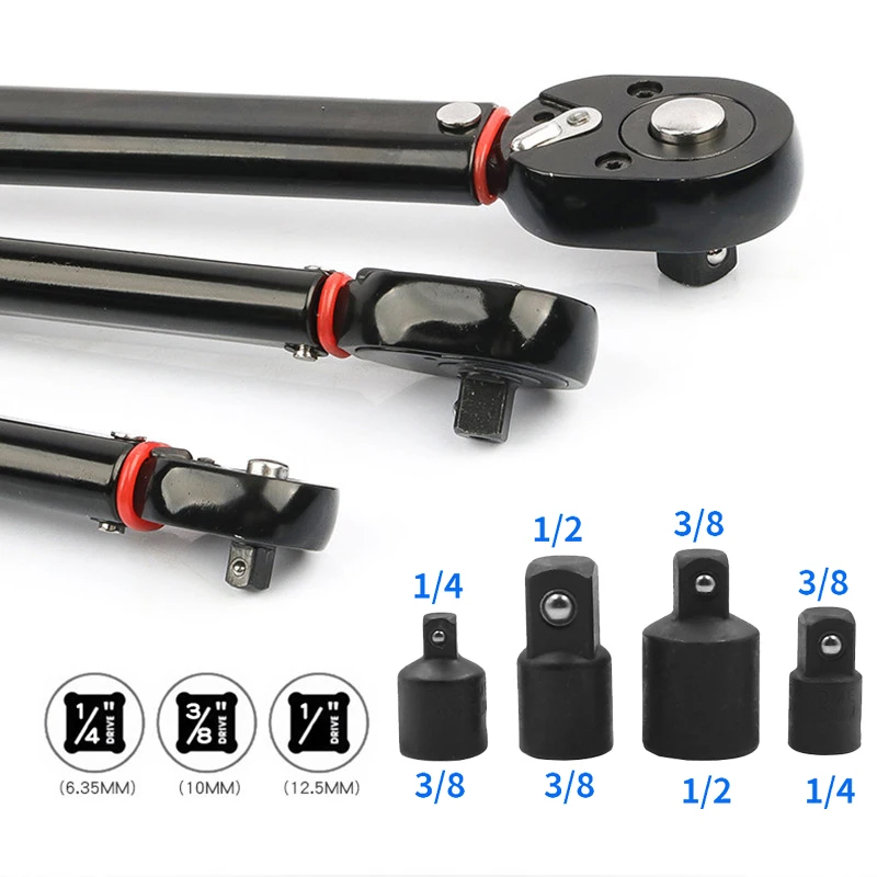 5-210N.m Torque Wrench 1/2\'\' 3/8\'\' 1/4\'\' Square Drive Preset Bicycle Torques Key Two-way Ratchet Car Bike Automotive Hand Tools