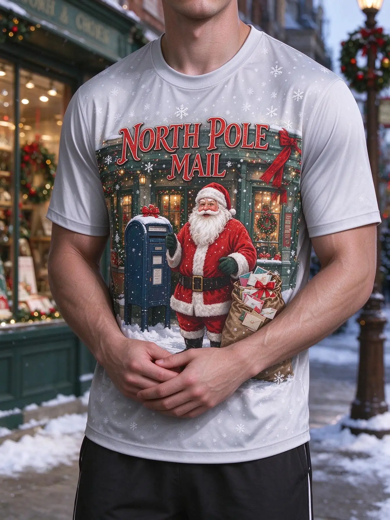 Men's Christmas T-shirt Holly Jolly Golf Santa Drive Cart Graphic Tee Short Sleeve Casual Tops