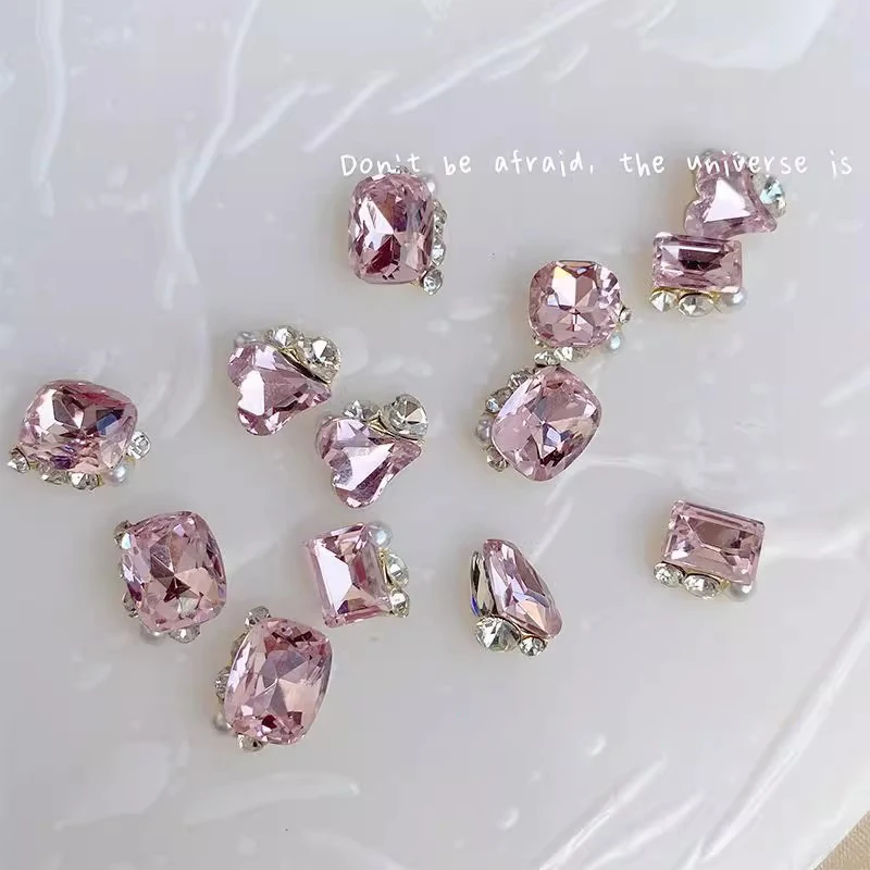 5 Stuks Luxe Nail Crystal Stapel Diamant Sprankelende Handgemaakte Parel Decoratie Charme Glanzende Strass Sieraden Manicure Accessoires