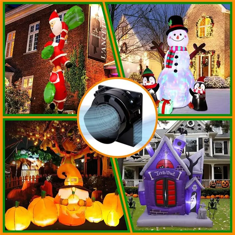 N96R استبدال مروحة قابلة للنفخ 1.5A منفاخ مروحة الهواء يتميز محول و3 سلاسل إضاءة لمبة LED لعيد الميلاد الولايات المتحدة المقابس الولايات المتحدة PLU