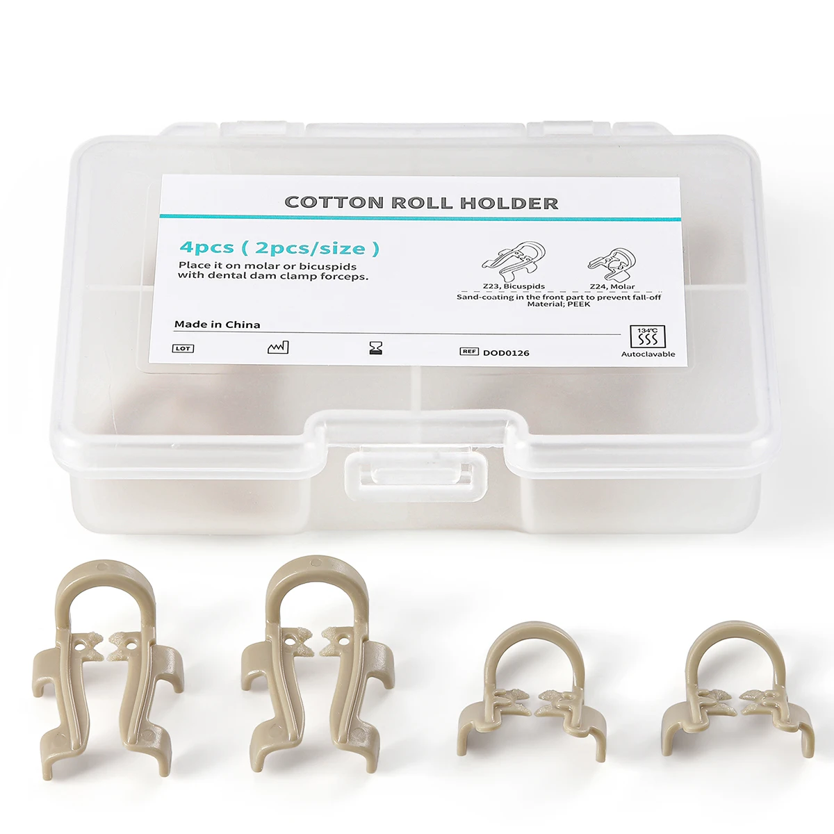 4 Stück/Box AZDENT Dental-Klammern für Baumwollrollen, für Molaren und Prämolaren, autoklavierbar, sterilisierbar, Zahnmedizin-Laborwerkzeuge – Detail 1