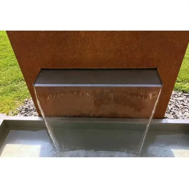 #EXW Corten Steel Rain Curtain Water Feature Laser Cut Screen Panel Design With Rust Finish For Outdoor Garden Landscape Decor