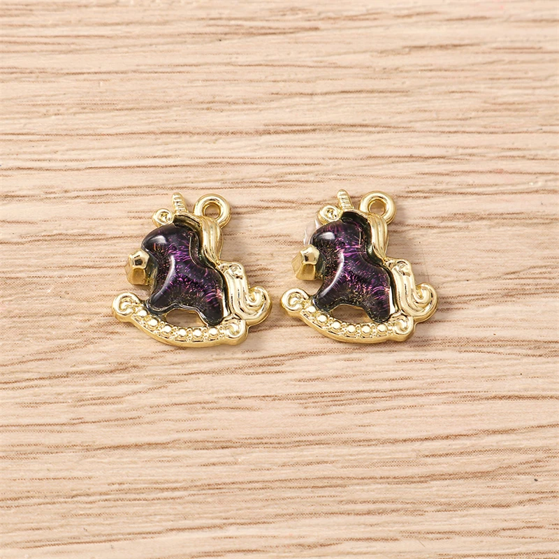 5 Stück 13x14mm Niedliche Kristall-Tier-Anhänger in Form von Pferden für die Schmuckherstellung, Ohrhänger, Halsketten, Armbänder, DIY-Bastelzubehör – Detail 8