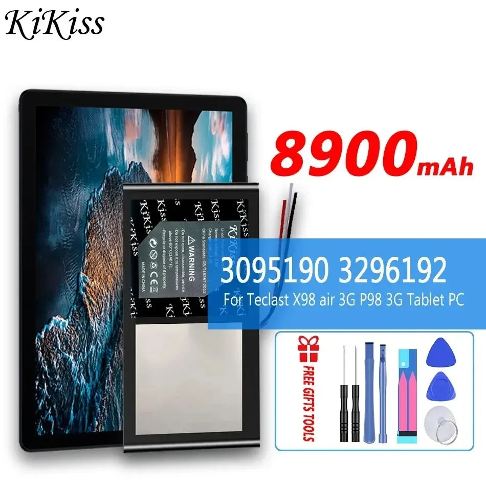 

8900mAh KiKiss Powerful Battery 3095190 3296192 (X98) For Teclast X98 air 3G P98 P98HD v99i 3G Tablet PC 3 wire Batteria