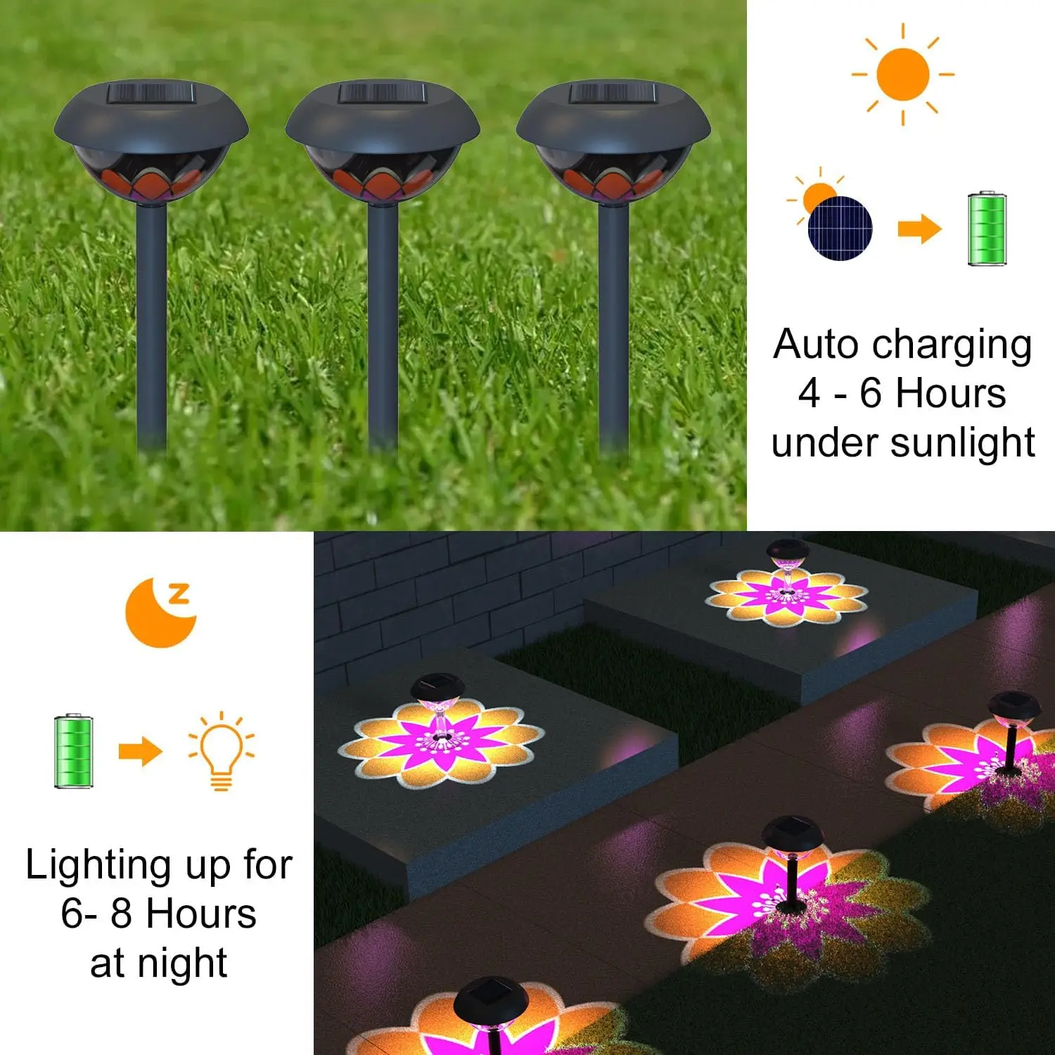 Luci da giardino ad energia solare con motivo floreale Luce solare impermeabile per esterni Luce solare per la decorazione stradale del cortile