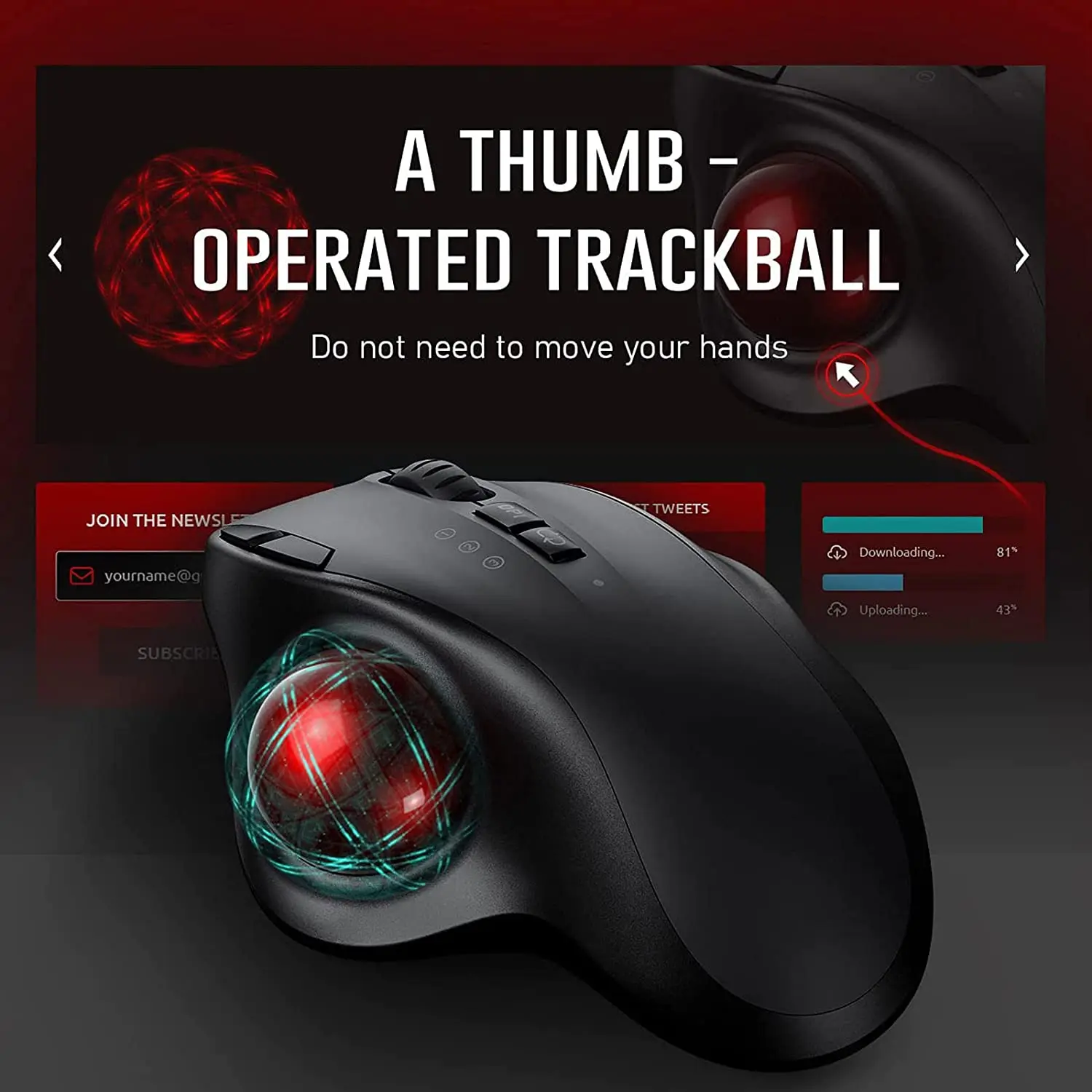 

Trackball Wireless Mouse Rechargeable Bluetooth 2.4G USB Mouse Ergonomic Mice for Computer Android Windows 3 Adjustable DPI