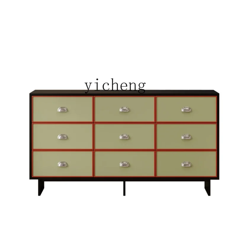 

nine-chest cabinet retro solid wood side cabinet, hallway cabinet, living room storage, drawer cabinet