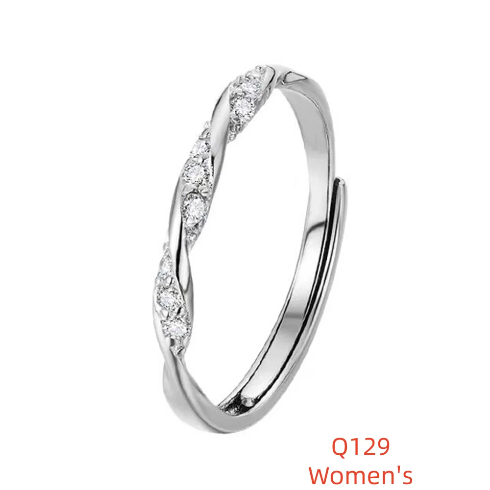925 Sterling Silver Mobius Ring, AAA Zircon Gift